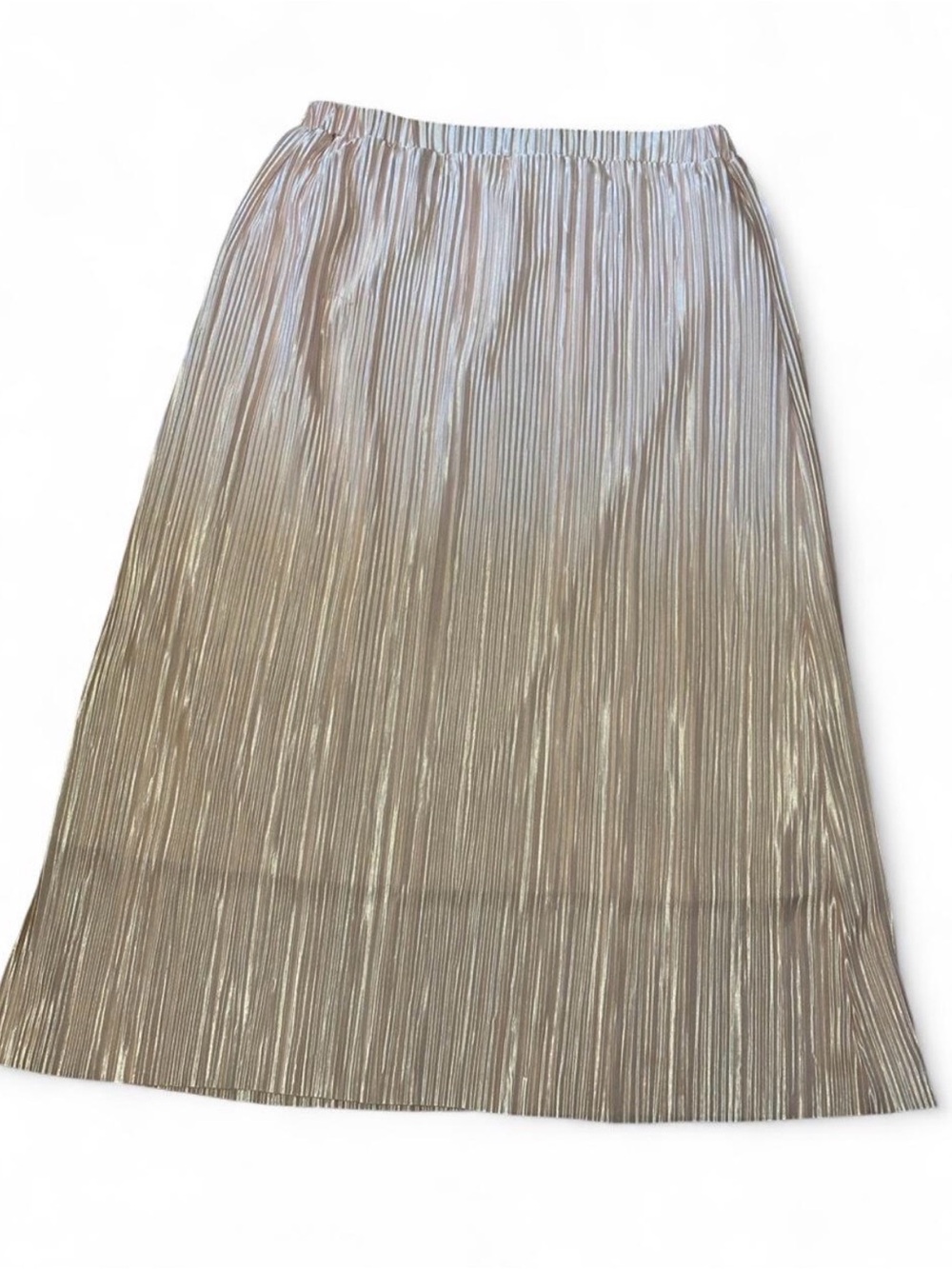 Pleated Pink Silky Midi Skirt
